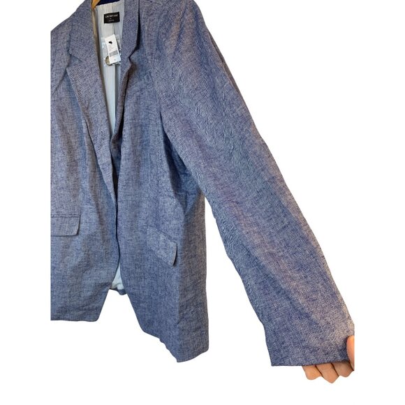 Lane Bryant Womens Blue Linen Blend Blazer Size 24W Plus Cuffable NWT 8697 - Picture 8 of 12